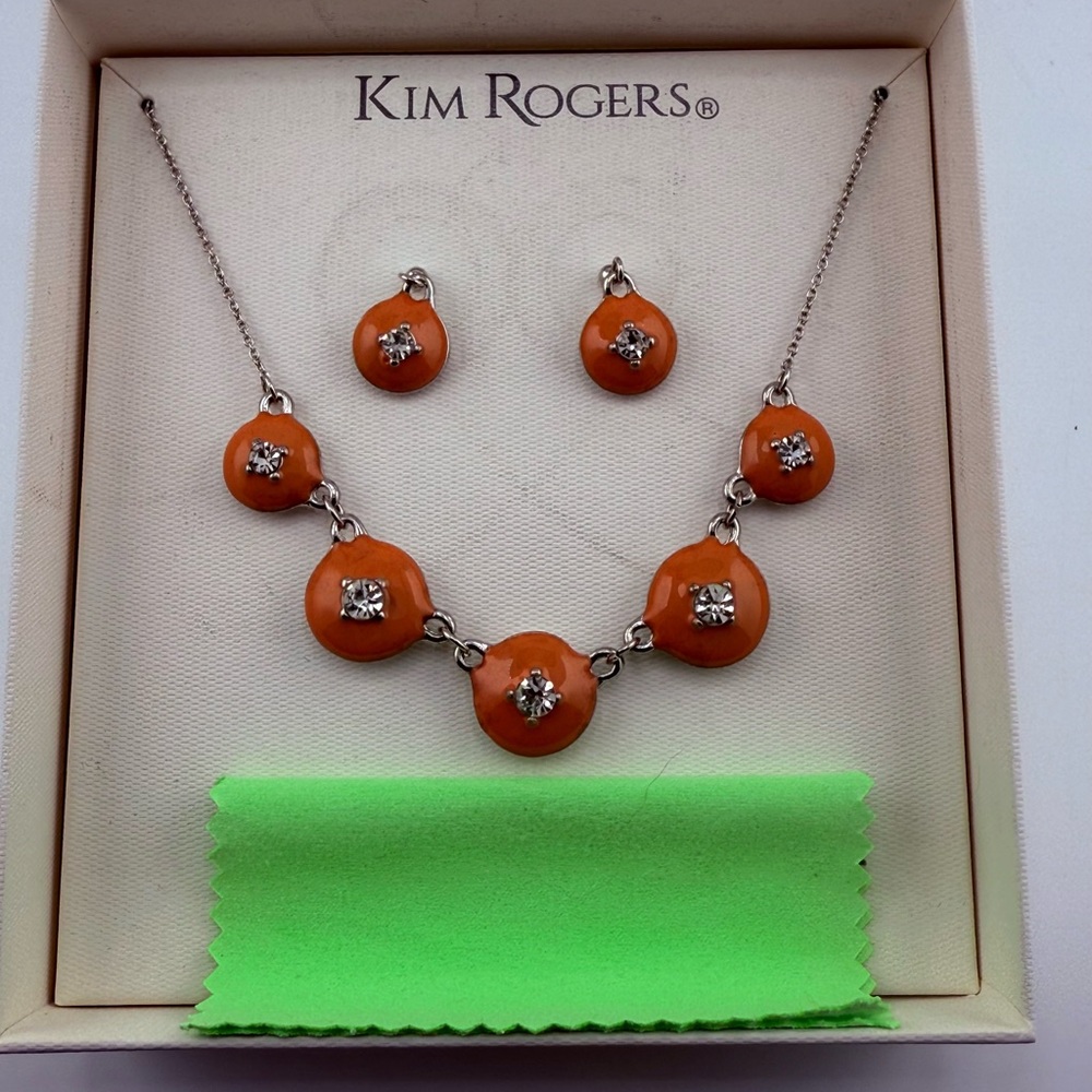 Vintage Kim Roger’s Orange Matching Necklace & Earring Set NEW - Picture 17 of 17